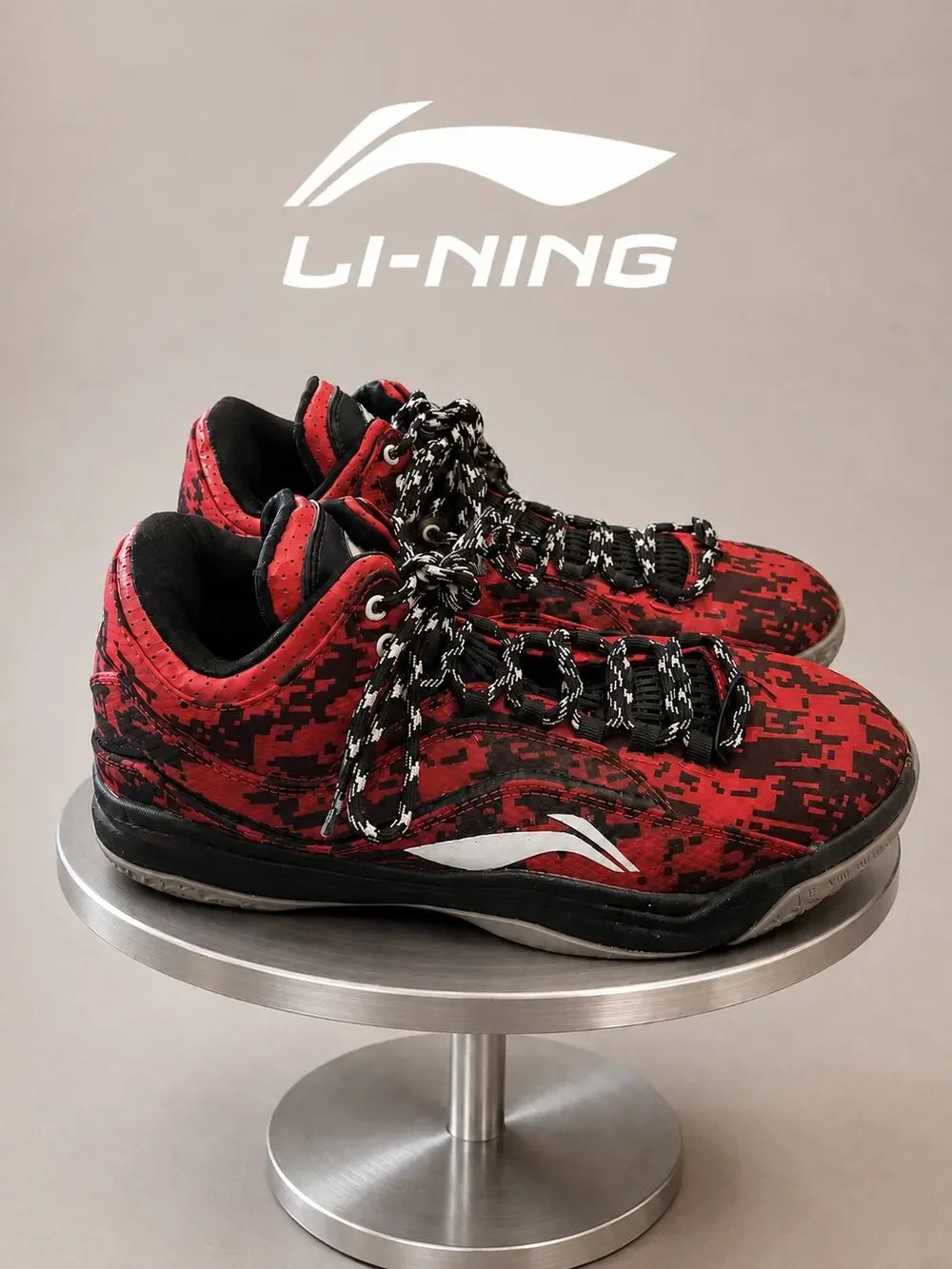 Li-Ning ABPK011-3 Red Black High Top Basketball Shoes Men’s 10